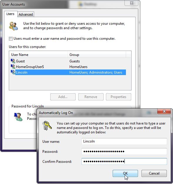 Disabilita la password di accesso di Windows