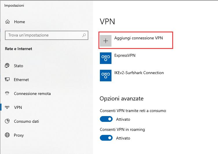 Configurare una VPN su Windows 10